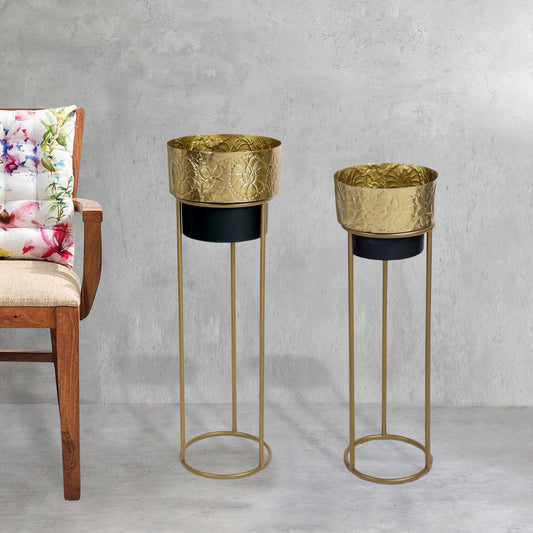 Etched Metal Planter Set of 2