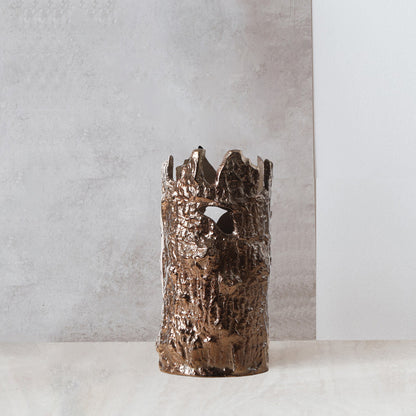 Aluminium Bronze Bark Shape Vase - Small