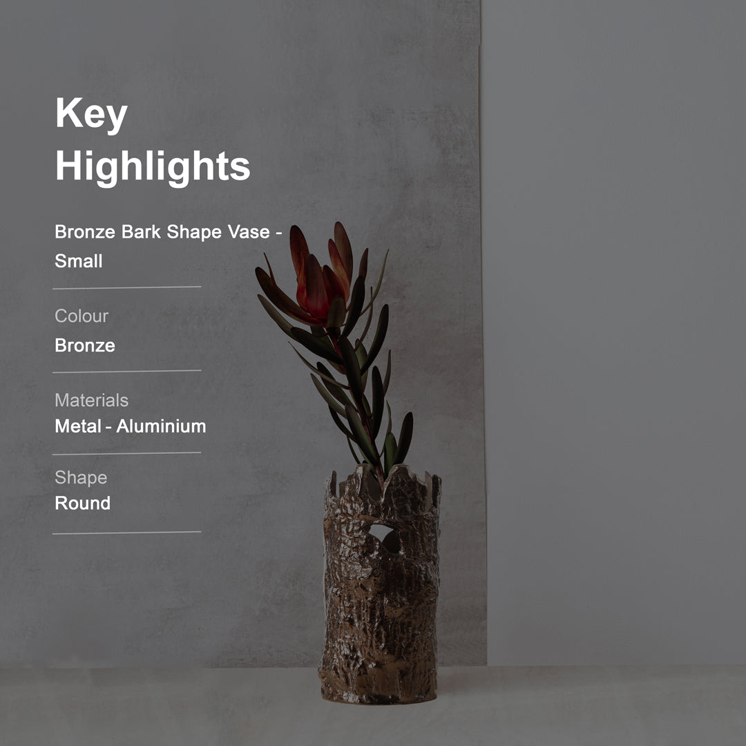 Aluminium Bronze Bark Shape Vase - Small