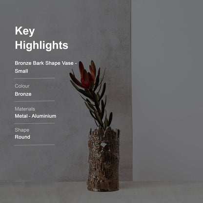 Aluminium Bronze Bark Shape Vase - Small