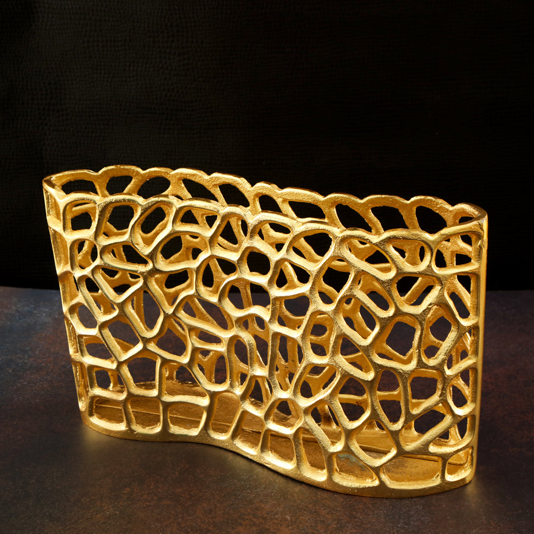 Aluminium Gold Ring Sleeping Rectangle Vase - Small