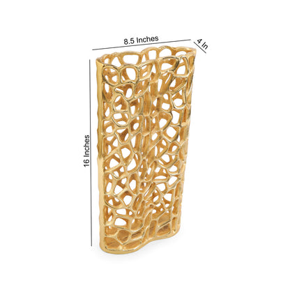 Aluminium Gold Ring Standing Rectangle Vase - Large