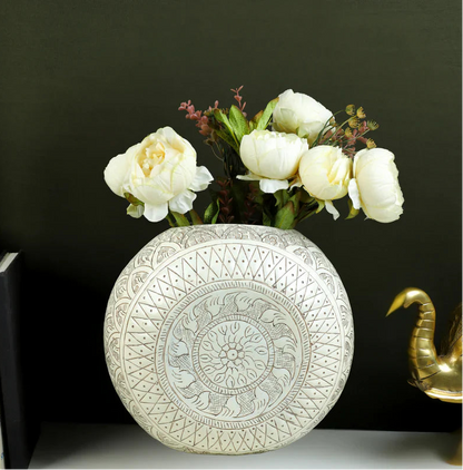 Aluminum Cream Flower Vase - Large