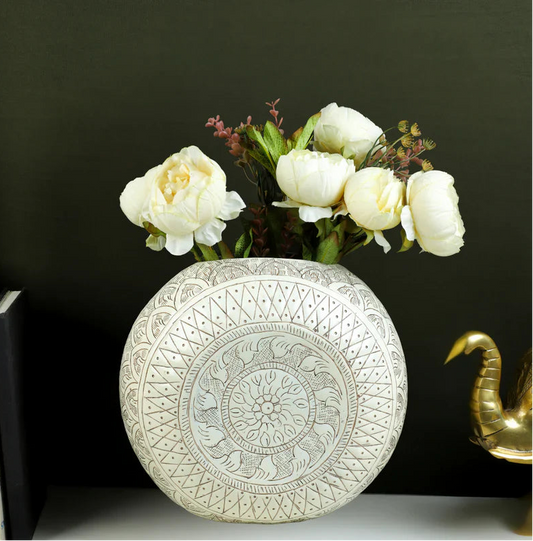 Aluminum Cream Flower Vase - Large