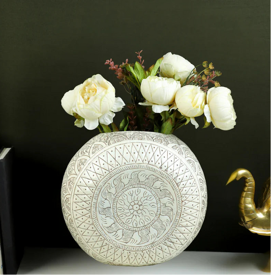 Aluminum Cream Flower Vase - Small