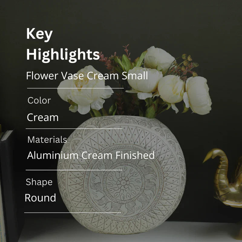 Aluminum Cream Flower Vase - Small