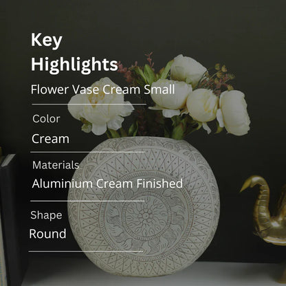 Aluminum Cream Flower Vase - Small