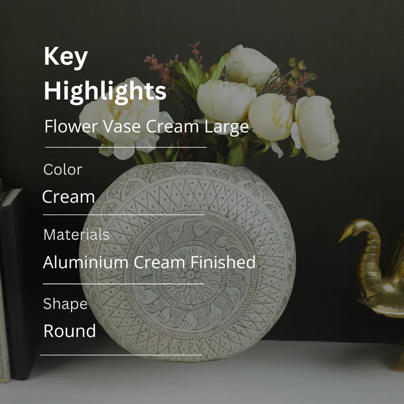 Aluminum Cream Flower Vase - Large