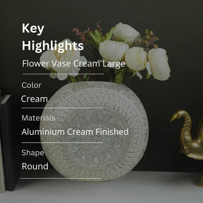 Aluminum Cream Flower Vase - Large