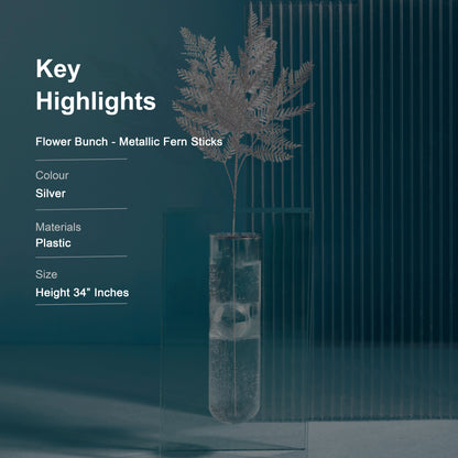 Flower Bunch - Metallic Silver Fern Sticks