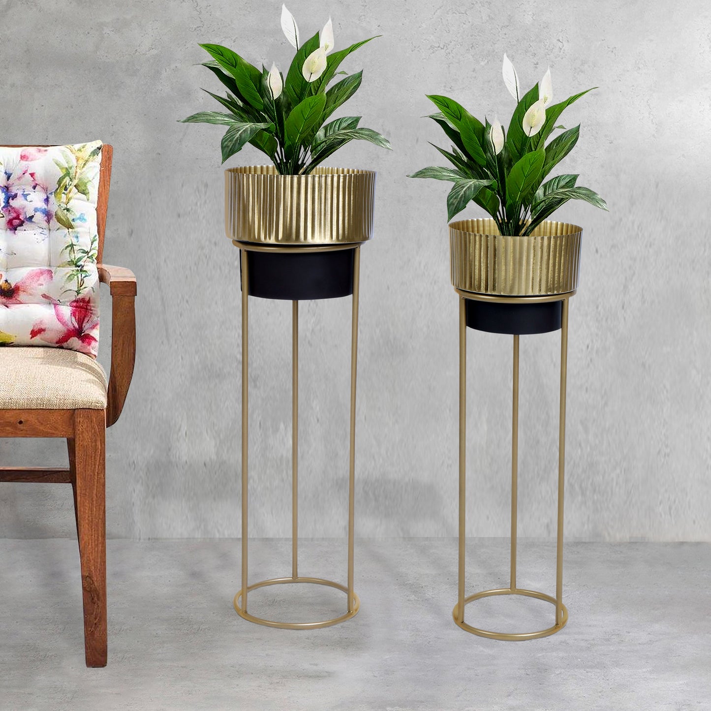 Lined Metal Planter Set of 2