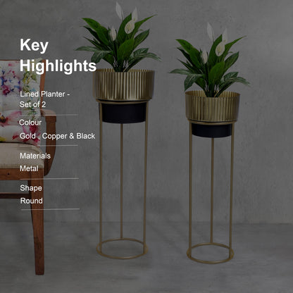 Lined Metal Planter Set of 2